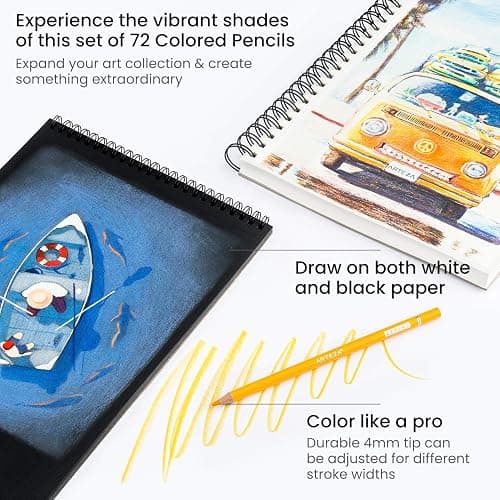 ARTEZA Colored Pencils 72 Soft Wax-Based Color Pencils for Adults & Artists. Pre-Sharpened Drawing Set for Blending, Coloring, Shading & Sketching. Professional Art Supplies in Tin Box, Holiday Gift thumbnail 5
