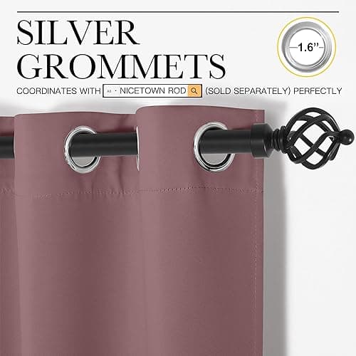NICETOWN Room Darkening Curtains Drapes for Daughter's Bedroom, Window Treatment Thermal Insulated Grommet for Living Room (Dusty Bean Paste, 2 Panels, 42 by 63) thumbnail 3