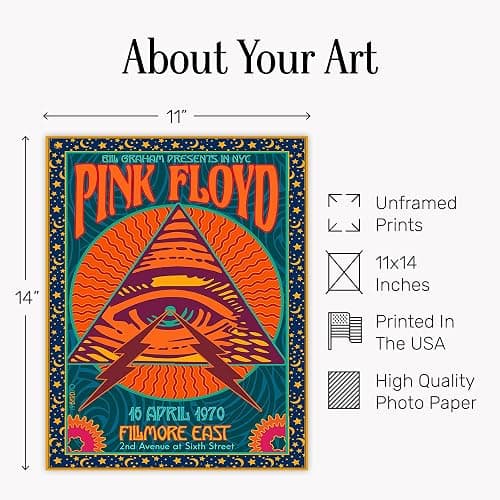 Vintage Concert Poster 11x14 - Psychedelic Rock Music Wall Art - Retro 70s Home Decor - Classic Rock Band Wall Art - Music Room Decoration - UNFRAMED thumbnail 2