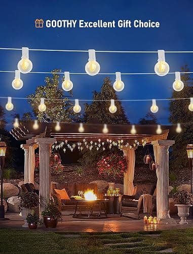 Goothy 50Ft Outdoor LED String Lights with 52 Shatterproof G40 LED Clear Globe Bulbs, Edison Vintage Bulbs E12 Base Hanging Sockets, Decorative Lighting for Café Patio Porch Party Yard Christmas-White thumbnail 6