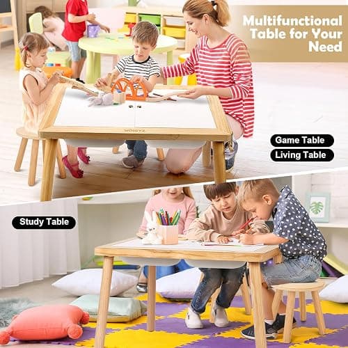 WINGYZ Sensory Table for Toddlers, Kids Table with 3 Storage Bins FSC Safe | Sand Water Table Graffiti Tabletop, Kids Art Table with Paper Holder, Toddler Activity Table for Play Study Storage 1-8 Gifts thumbnail 3