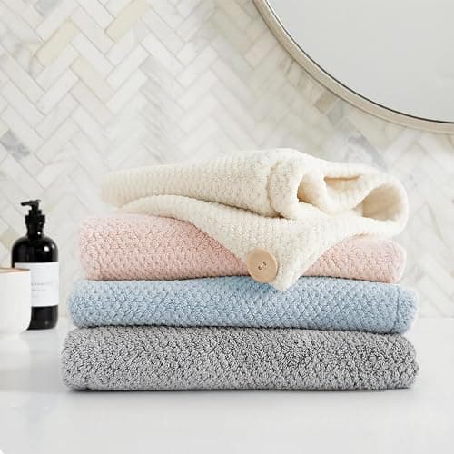 ROLSHOL 4 Pack Extra Large Microfiber Hair Towel Wraps for Women | Super Absorbent, Quick-Dry Hair Drying Towel with Button, Anti-Frizz Hair Turban for Curly, Long & Short Hair thumbnail 7