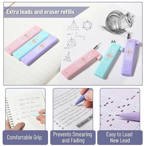 Mr. Pen- Pastel Mechanical Pencil Set with Lead Refills & Erasers, 6 Pack, 3 Sizes, 0.5 0.7 & 0.9mm, Aesthetic Mechanical Pencils Set, Pastel Mechanical Pencils thumbnail 4