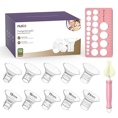 Nuliie 10PCS Flange Sizing Kit 13/15/17/19/21mm for 24mm Flange/Shield of Most Pumps, Silicone Flanges Insert for Momcozy/Spectra Electric Breast Pumps, Pumping Essential Kit for Moms - 13/15/17/19/21 mm 10PCS for 24 mm shield