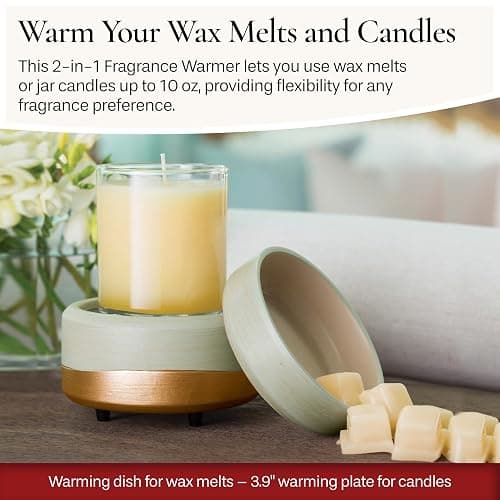 CANDLE WARMERS ETC 2-in-1 Candle and Fragrance Warmer for Warming Scented Candles or Wax Melts and Tarts with to Freshen Room, Midas thumbnail 2
