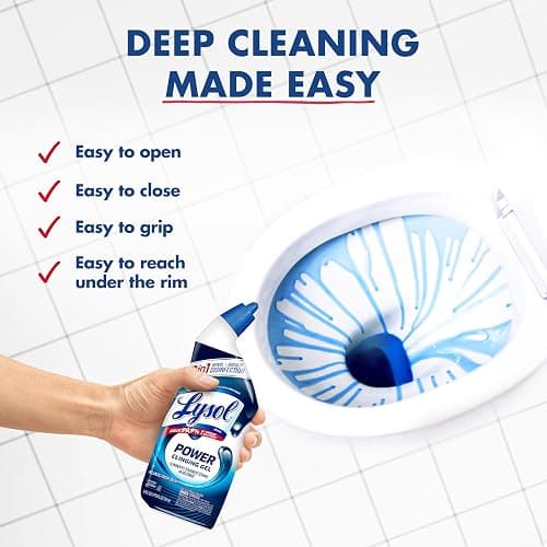 Lysol Toilet Bowl Cleaner, Max Strength Bathroom Cleaning Supplies, Toilet Bowl Cleaner Clinging Gel, Disinfecting and Deodorizing, Bleach Free, Atlantic Fresh + Forest Rain 24 oz (4 ct) thumbnail 6
