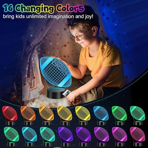 Linkax Football Gifts Stocking Stuffers for Kids Teens Boys Girls, Rugby 3D Illusion Night Light Christmas Gifts for Kids, 6 7 8 9 10 11 12 13 Year Old Birthday Presents Room Decor, Toys for Ages 8-13 thumbnail 4