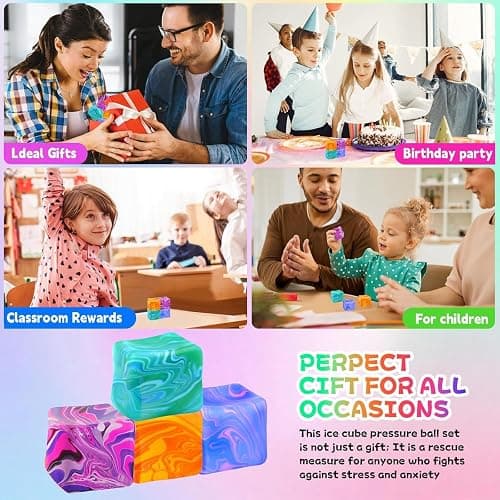 4Pcs Needoh-Nice Cube, Ice Cube Stress Relief Fidget Toys, Squishy Color Doh Cube Squeeze Toys for Kids Adults, Sensory Hand Exercise Stress Balls for Autism Anxiety Relief (small) thumbnail 6