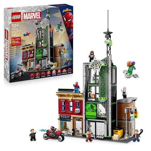 LEGO ǀ Marvel Spider-Man vs. Oscorp - Interactive Toy with a Motorbike, 8 Minifigures incl. Miles Morales & Green Goblin - Collectible Super Hero Gift for 10+ Year Old Boys & Fans - 76324 - Image 1