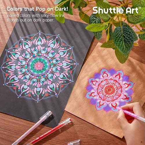 Shuttle Art Colored Pens, 24 Pink & Purple Tone Colors Cute Journal Pens 0.6mm Fine Point Colored Gel Pens for Black Paper Adult Coloring Writing Drawing Journaling Note Taking School Office Home thumbnail 6