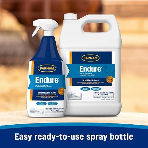 Farnam Endure Sweat-Resistant Fly Spray for Horses, Lasts Up to 14 Days, Protects Against Flies, Gnats, Mosquitoes, Ticks & Lice, 32 oz. thumbnail 7