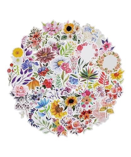 Mr. Pen- Floral Stickers Laptop, 74 pcs, Stickers for Water Bottles - Image 1