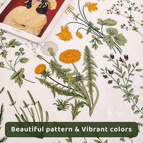 QSH 100% Cotton Sheets for King Size Bed, Yellow Flowers Plant Pattern Botanical Luxury Cotton Printed Floral Bedding King Size Sheet with Deep Pockets 17" Soft and Breathable 4pcs thumbnail 8