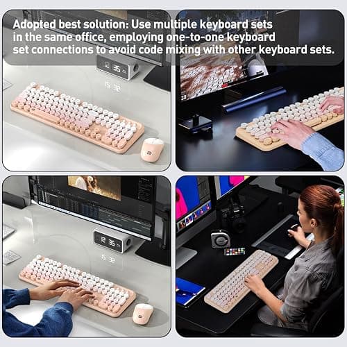 FOPETT 2.4GHz Wireless Keyboard and Mouse Set with Switch Button - Full-Size Keyboard - Compatible for Windows/Laptop/PC/Notebook/Smart TV and More - Pink thumbnail 7