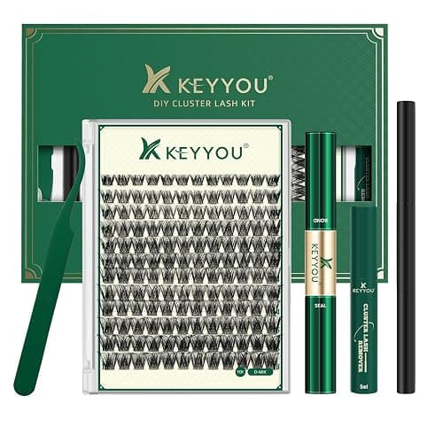 KEYYOU Lash Clusters Kit Natural Wispy DIY Lash Extension Kit 144pcs Lash Clusters Eyelash Extension Kit with Mascara Brush Bond and Seal Glue Remover Applicators Brush for Lash Extensions (Y01 Kit) - Image 1