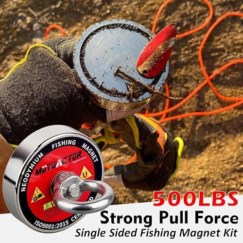 MUTUACTOR Magnet Fishing Kit 500lbs Pulling Force,Φ2.36“ Heavy Duty Neodymium N52 Magnet with 20m(64 Foot) Durable Rope,Permanent Gaint Rare Earth Magnets for Lifting Objects Hunting Lost Treasures thumbnail 2