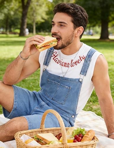 YXLUOKY Overall Shorts for Men Stretchy Romper Work Jumpsuits Bibs Coveralls Overol para Hombre thumbnail 5