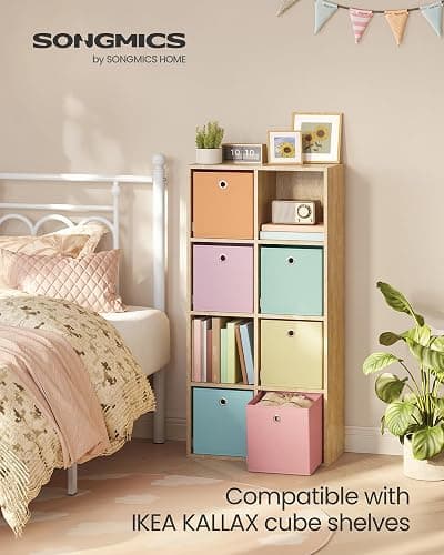 SONGMICS Storage Cubes, Set of 6 Odorless Foldable Storage Boxes, 10.2 x 10.2 x 11 Inches, Closet Organizers for Shelf, Rainbow Storage Bins, Colorful Fabric Bins for Bedroom, Living Room URFB226X01 thumbnail 3