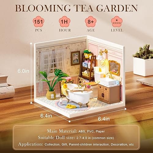 Rolife Super Creator-DIY Plastic Miniature House for Adults, Mini Blocks Model Kit Building Set for Teens 8-12, DIY Crafts/Hobbies/Building Blocks Toys for Teens&Adults (Pop Bubble Bathroom) thumbnail 3