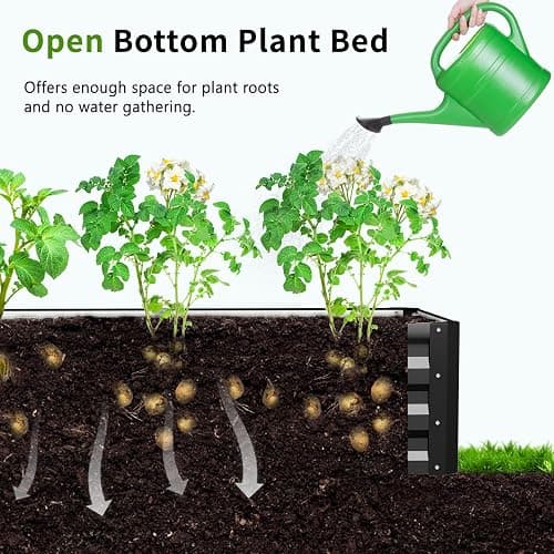 DoCred Galvanized Raised Garden Bed with 87" H Arch Trellis for Climbing Plants, Raised Outdoor Planter Garden Box with Climbing Netting for Gardening, Climbing Vegetables, Flower, Black thumbnail 6