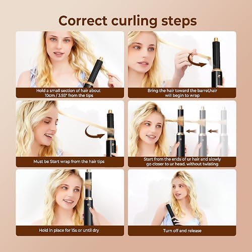 5 in 1 Blow Dryer Brush, Upgrade Hair Dryer Brush Air Curler Air Curling Wrap Styler, Detachable Hot Air Brush Negative Ion Curling Brush Iron, Hair Styling Tools for Drying Curling Straightening thumbnail 9