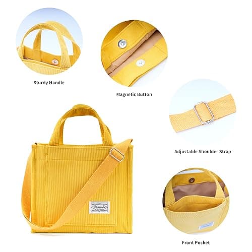 REDSINDA Aesthetic Corduroy Tote Bag Small Vintage Women Crossbody Bag Square Handbag Everyday Bag Mini Travel Shoulder Bag thumbnail 2
