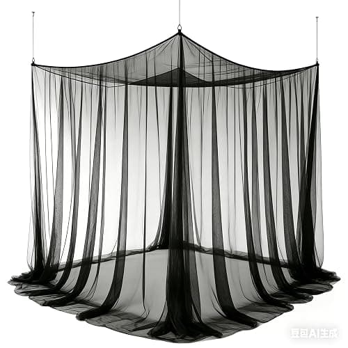 Anmas Home Mosquito Net Bed Canopy with 66ft LED Star String Lights, Black Netting Four Corner Post Curtains Elegant Mosquito Net thumbnail 9