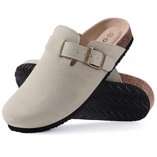 ODOLY Genuine Suede Clogs for Women Men Soft Cork Footbed Leather Mules Comfort Potato Shoes with Arch Support thumbnail 2