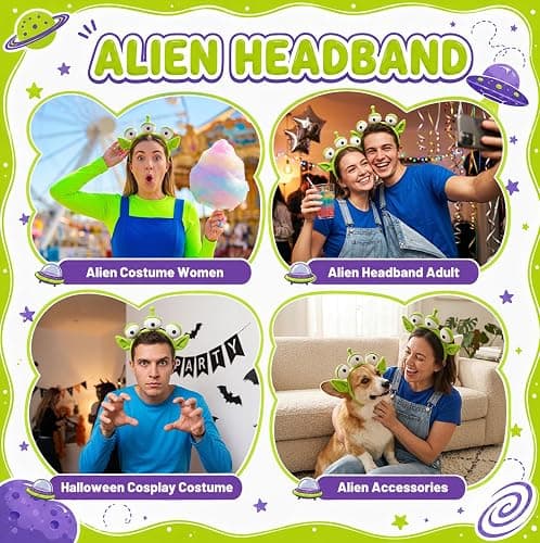 UV-BANS Alien Headband for Alien Costume Women Men & Adult, Halloween Headband Alien Ears Party Cosplay Costume Accessories thumbnail 6