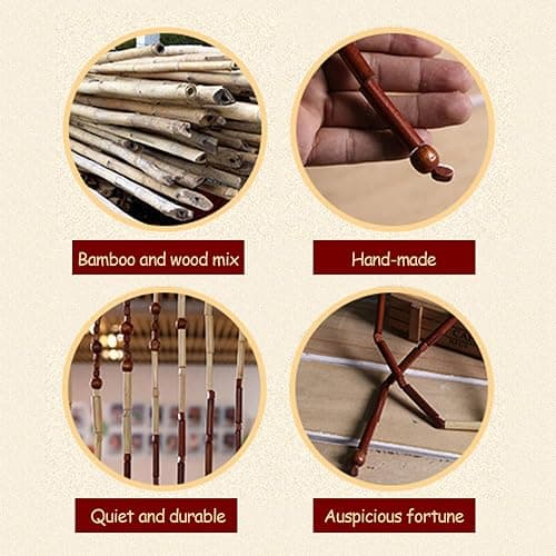 TFCFL Bamboo & Wooden Bead Curtain, 27 Lines Doorway Screen with Jagged Pattern W35.4 X H68.9 for Porch Bedroom Living Room (Coffee White) - Model 2 thumbnail 7