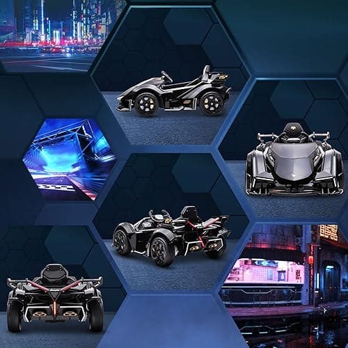 Aosom 12V Electric Ride-on Car, Licensed Lamborghini V12 Vision Gran Turismo Battery-Powered Ride-on Toy with Remote Control, Music, LED Lights, for 3-6 Year Old Boys and Girls, Black - Black thumbnail 4
