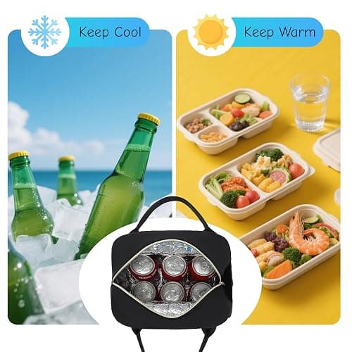 CAMTOP Lunch Box for Women Insulated Lunch Bag Lunchbox Cooler Thermal Leakproof Quilted Reusable Lunch Tote Bag for Work School Travel Picnic (Black) thumbnail 6