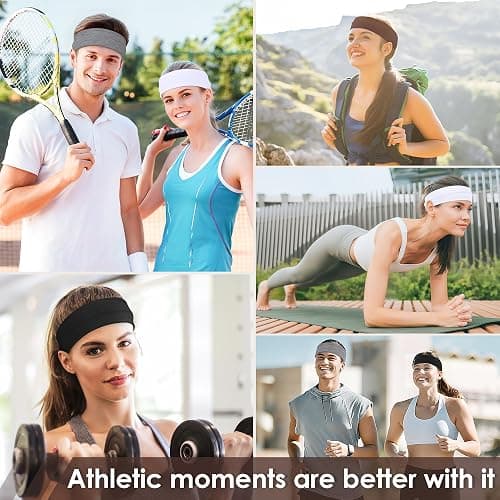 Ztomine Headbands for Women, 8pcs Stretchy Non Slip Soft Cotton Cloth Hair Bands for Sports, Workout, Yoga and Running thumbnail 3