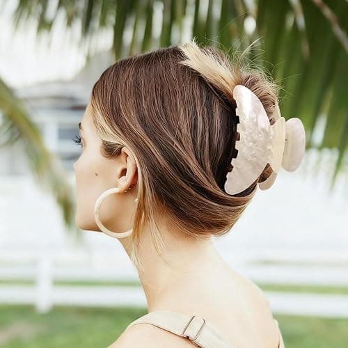 OWIIZI Durable Acetate Hair Clips for Women 4.13" Larger Claw Clips (White) | Non-slip Strong Hold Ponytail Barrette,Sturdy Butterfly Claw,Cute Hair Accessories for Girls Long Thick Thin Curly Hair thumbnail 7