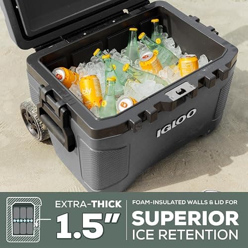 Igloo Trailmate 52Qt Wheeled Cooler, Insulated Hard Shell Ice Chest, Bone thumbnail 5