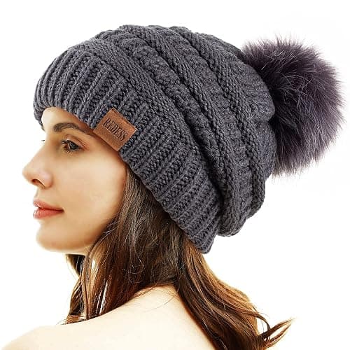 REDESS Women Winter Pom Pom Beanie Hat with Warm Fleece Lined - Image 1