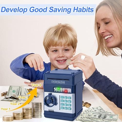 Refasy Piggy Bank Cash Coin Can ATM Bank Electronic Coin Money Bank for Kids Age 3-12, Money Savings Box Mini ATM Coin Bank Toys Gifts for 3 4 5 6 7 8 9 10 11 12 Year Old Boys Girls thumbnail 2
