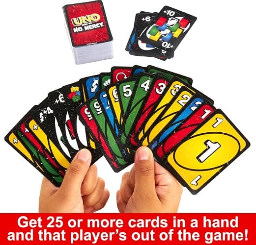 Mattel Games UNO Show ‘em No Mercy Card Game in Storage & Travel Tin for Kids, Adults & Family Night with Extra Cards, Special Rules & Tougher Penalties (Amazon Exclusive) thumbnail 5