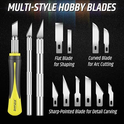 DIYSELF 16-Piece Craft Knife Set, Exacto Knife Set, 3-Piece Hobby Knife with 10-Piece Exacto Knife Blades, Precision Art Knife for Pumpkin Carving, Modeling, Exactly Knife, Pumpkin Carving Tools thumbnail 5