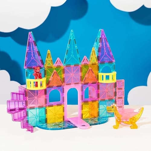 MAGNA-TILES Castle DLX 48-Piece Magnetic Construction Set, The Original Magnetic Building Brand thumbnail 3