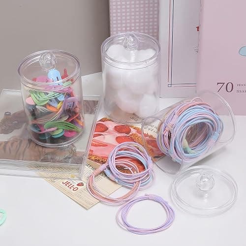 MIEGUIWOR 3 Wattestäbchen Behälter und Wattepadspender aus Hochwertigem PET – Klar, Staubdicht und Langlebig – Ideal für Kosmetik, Q-Tips und Make-up – für Bad, Schminktisch und Büro (transparent,D) thumbnail 7