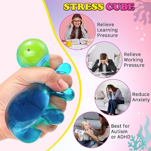 Squishy Stress Cube Fidget Toys Adults - Glow in The Dark Octopus Sensory Toys for Kids with Autism Stress Balls for Kids Squeeze Toys for Anxiety Easter Basket Stuffers thumbnail 5