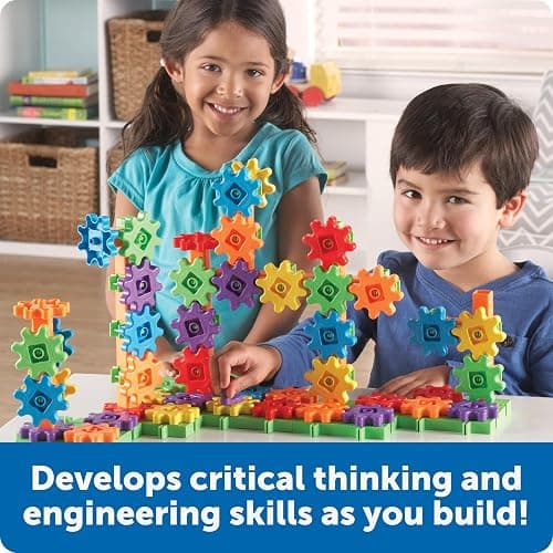 Learning Resources Gears 100-Piece Deluxe Building Set -STEM Activities, Fine Motor Skills, Toddler Explorer Kit, Science and Construction, Boys and Girls Gifts thumbnail 5