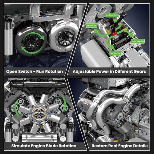 Mould King W16 Model Engine Kit for Adults, V8 Engine Building Sets, Mini Engine Toys Scale with Motor, STEM Project Building Kits, DIY Collectible Blocks for 14+ (2024 Pieces) 10201 thumbnail 3