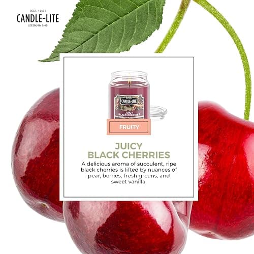Candle-lite Scented Candles, Juicy Black Cherries, 18 oz Jar, Proudly Poured in The USA, Aromatherapy Candle, Single-Wick with 110 Hours of Burn Time, Perfect for Creating an Inviting Ambiance thumbnail 6