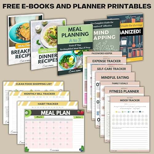 Life & Apples Meal Planner with Grocery List – Undated Weekly Menu & Meal Prep Notebook for Women & Men, Healthy Eating & Weight Loss Planner, 52-Week Spiral Bound Journal, Pineapples thumbnail 8