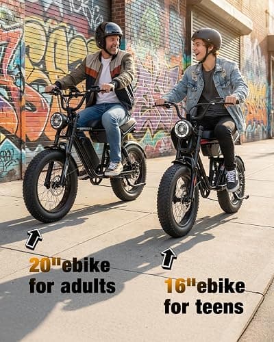 Hopepeak D10 Electric Bike for Teens Adults, Peak 1500W/1800W Motor, 48V 13Ah/15.6Ah Battery 16"×4.0"/20"×4.0" Fat Tire All-Terrain E Bike, Disc Brakes, Full Suspension, Ebike on Mountains, Snow thumbnail 6