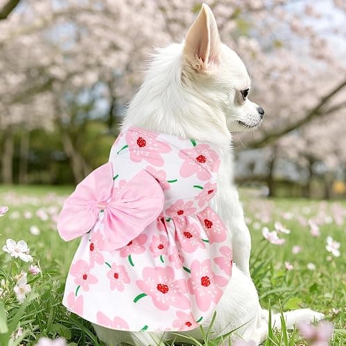 choyaxo Floral Dog Dress Cute Dog Skirt Pet Dress Summer Pet Clothes for Puppy Small Cats thumbnail 3