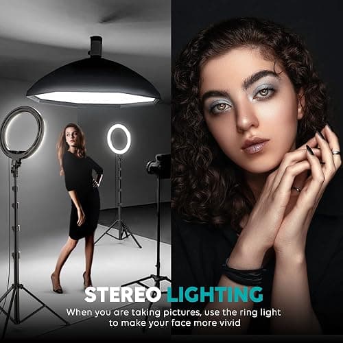 Weilisi 10" Ring Light with Stand 72'' Tall & Phone Holder,38 Color Modes Selfie Light with Tripod Stand,Stepless Dimmable/Speed LED Ring Light for iPhone & Android,YouTube, Makeup,TIK Tok thumbnail 3
