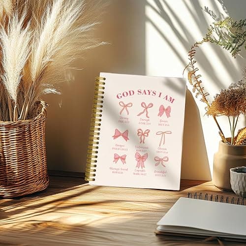 THDSE Bible Journal for Women, Christian Prayer Journal Pink Notebook Gifts for Teen Girls Kids, Bible Study Supplies, Coquette Preppy Bows Cute Church Faith Journaling Hardcover Spiral Notebook 5.5 X 8.3 - Pink thumbnail 5